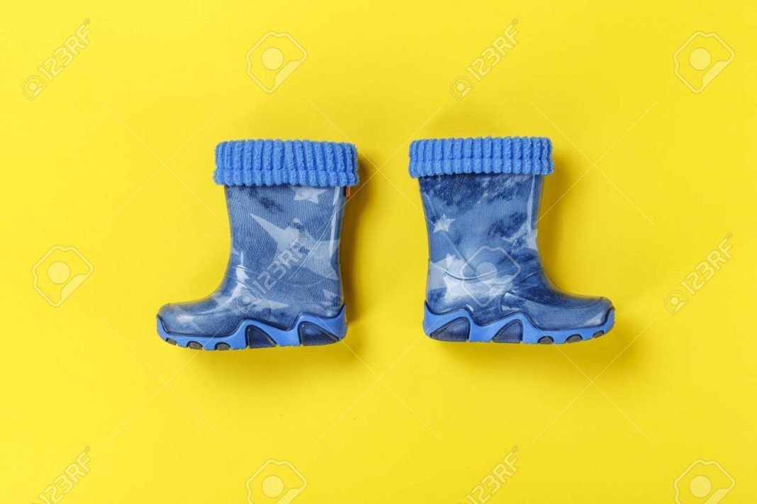 blue rubber boots